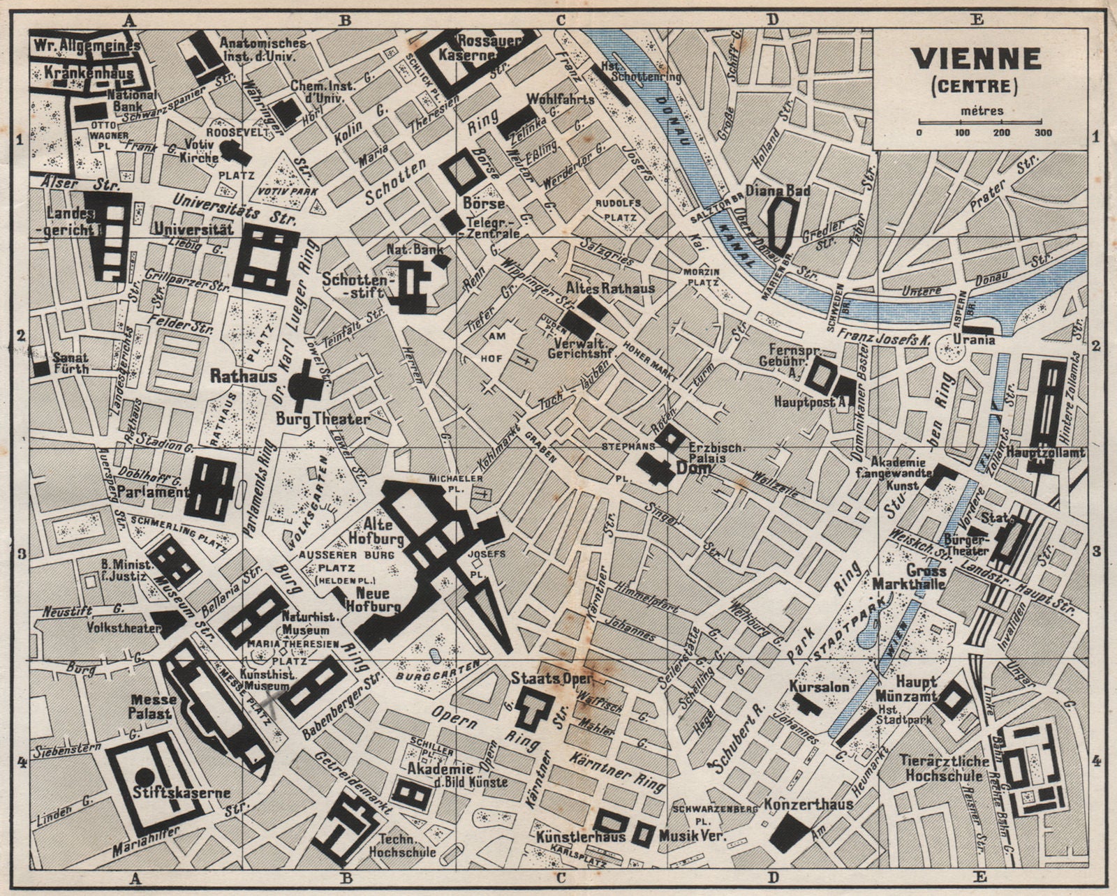 VIENNA WIEN (centre) antique town city Stadtplan. Austria. Österreich 1954 map